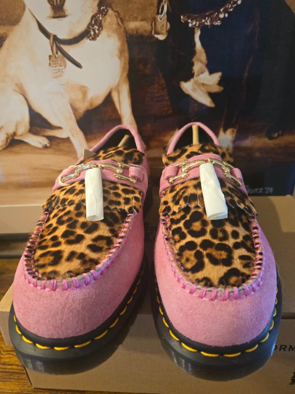 Dr. Martens Adrian Hair-On Leopard Snaffle Loafers Fondant Pink 31508099 Mens 10 - Picture 5 of 16